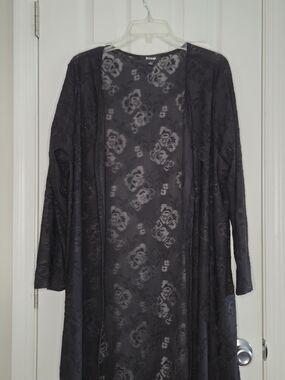Black Floral Lace Long Sleeve Women's Cardigan